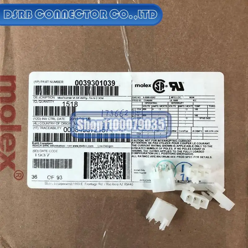 

1518pcs/lot new and original 3930-1039 39301039 39-30-1039 5566-03A3