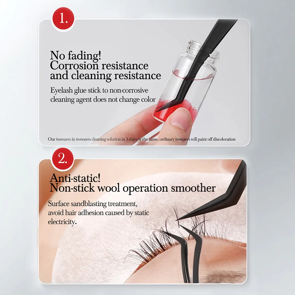 Precise Tip  False Lash Tweezers For Eyelash Extension Clip Mega Volume Mink Lashes Make Fans Boot isolation Artist Makeup Tools 6
