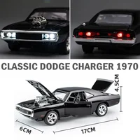 1:32 Dodge Charger 1970 Diecast Pullback Muscle Car Model Repilca with Light Sound Scale Alloy Miniature Kid Boy Xmas Gift Toy 2