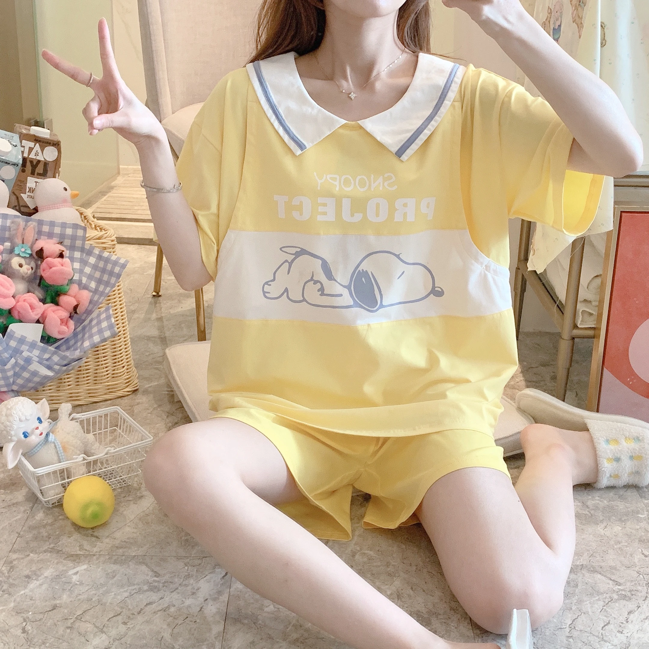 

Summer Maternity Sleep Lounge Short Sleeve Cotton Nursing Pajama Set Pregnancy Breastfeeding Gown Postpartum Woman Lactation Set