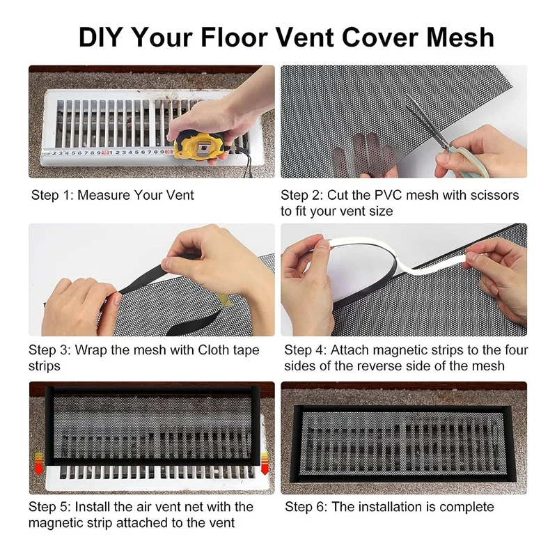 2Pcs Floor Vent Covers DIY Rectangle Air Vent Screen Cover Magnetic Floor  Register Cover PVC Vent Screen AC Air Vent Screen Mesh - AliExpress