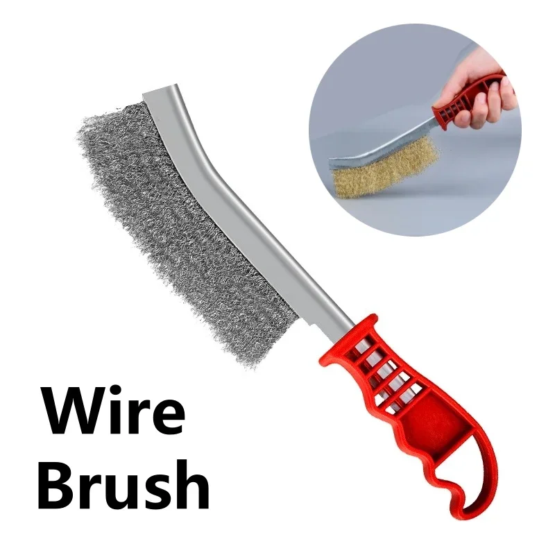 245mm Wire Brushes Brass Plated Multi-function Carbon Steel Brush Stainless Steel Cleaner BBQ Grill Rust Removal Tools