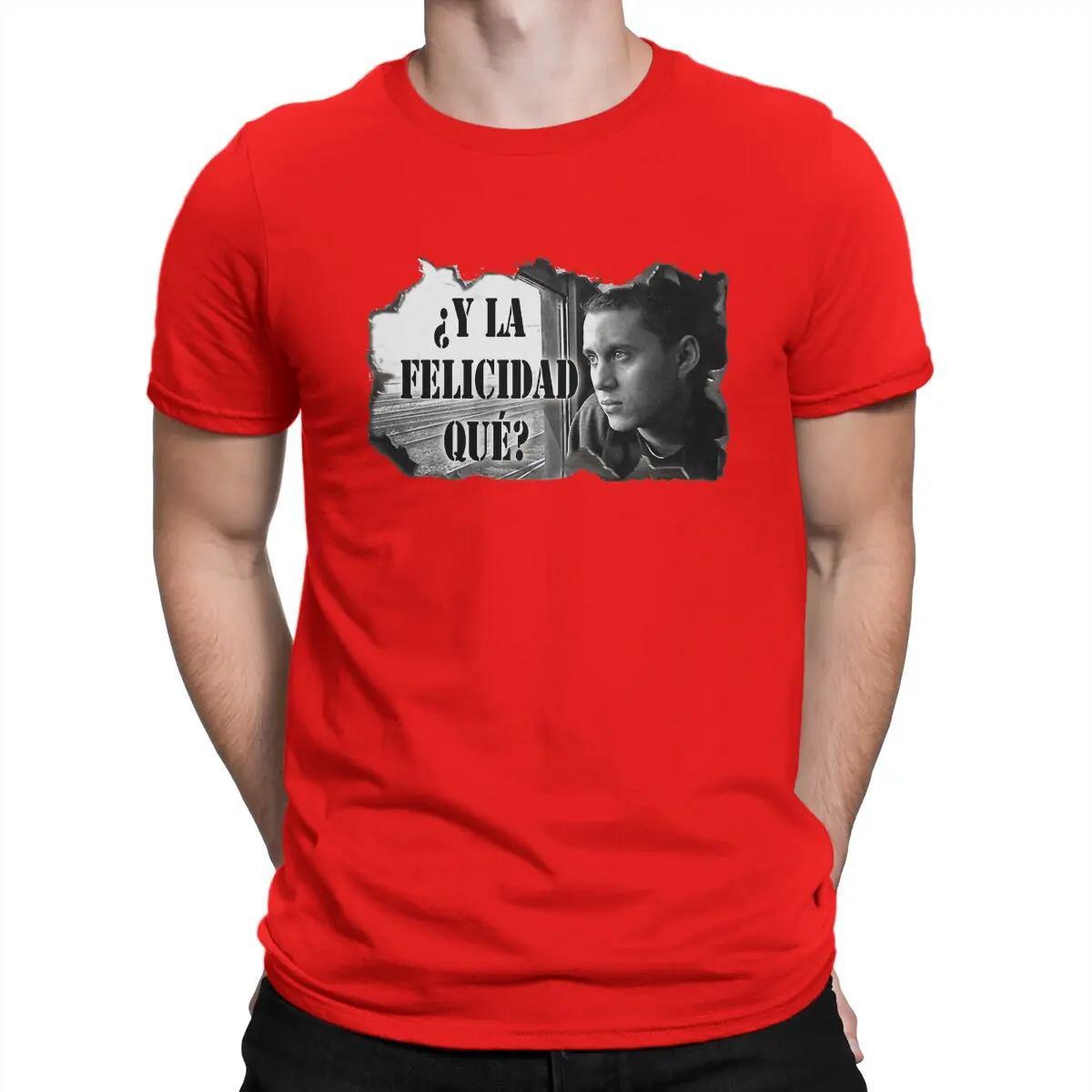 thumbnail image 1 of Camiseta divertida "What Happiness" para hombre, cuello redondo, algodón puro, Canserbero, manga corta, ropa estampada, 1 of 7
