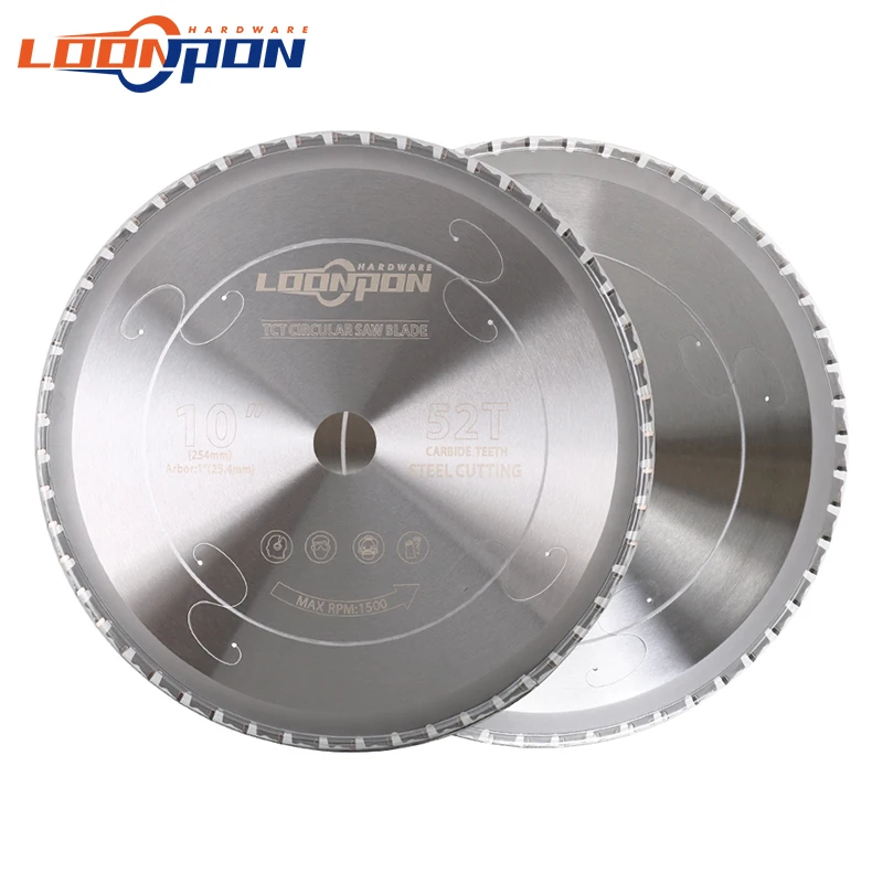 Loonpon 금속 절단 디스크 254mm 10 인치 초경 원형 톱 블레이드 철강 철 알루미늄 금속 절단 블레이드