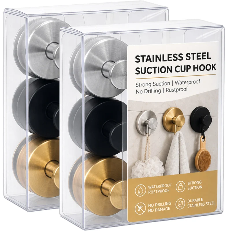 Stainless Steel Suction Cup Hooks Punch-free Wall Mounted Hook Kitchen Bathroom Powerful Vacuum Sucker Hook Towel Hanging Holder