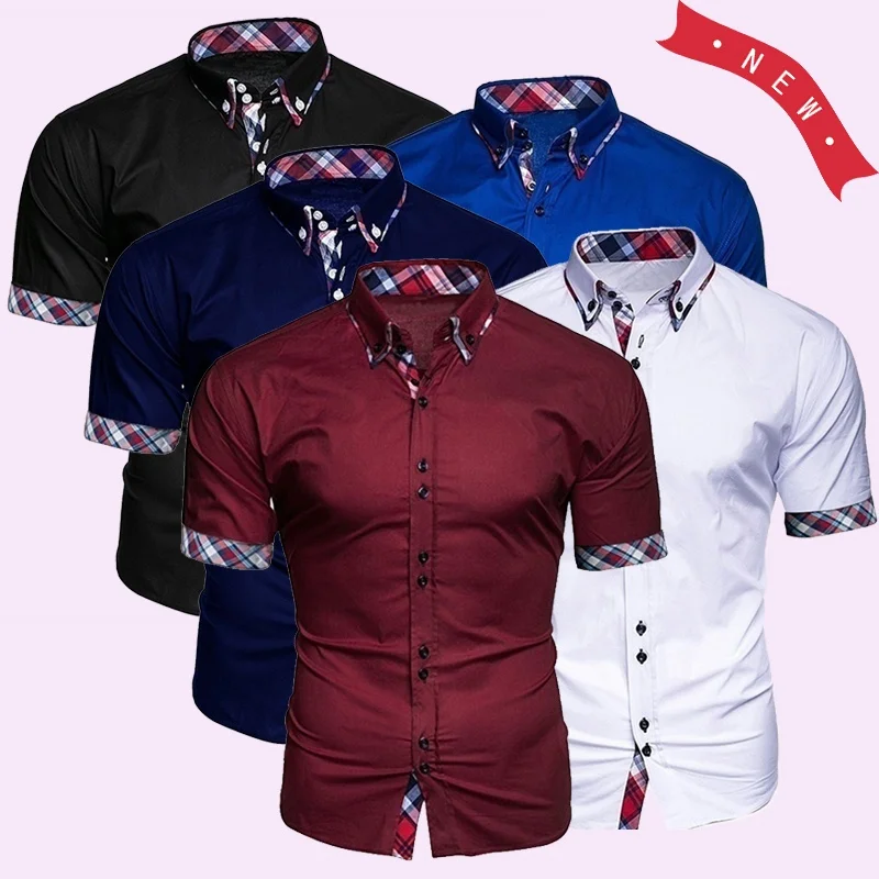 Men's Short Sleeve Shirts Summer Business Casual Shirts Fashion Slim