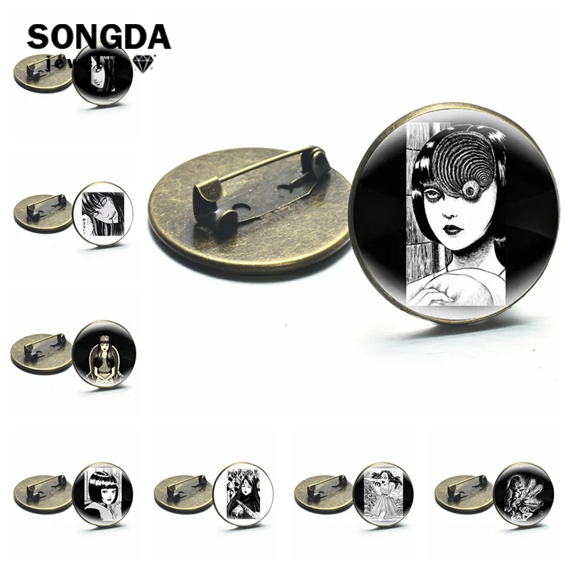 

Horror Anime Junji Ito Brooch Tomie Cartoon Figure Badge Glass Cabochon Breastpin Clothes Lapel Pins Backpack Decoration Jewelry