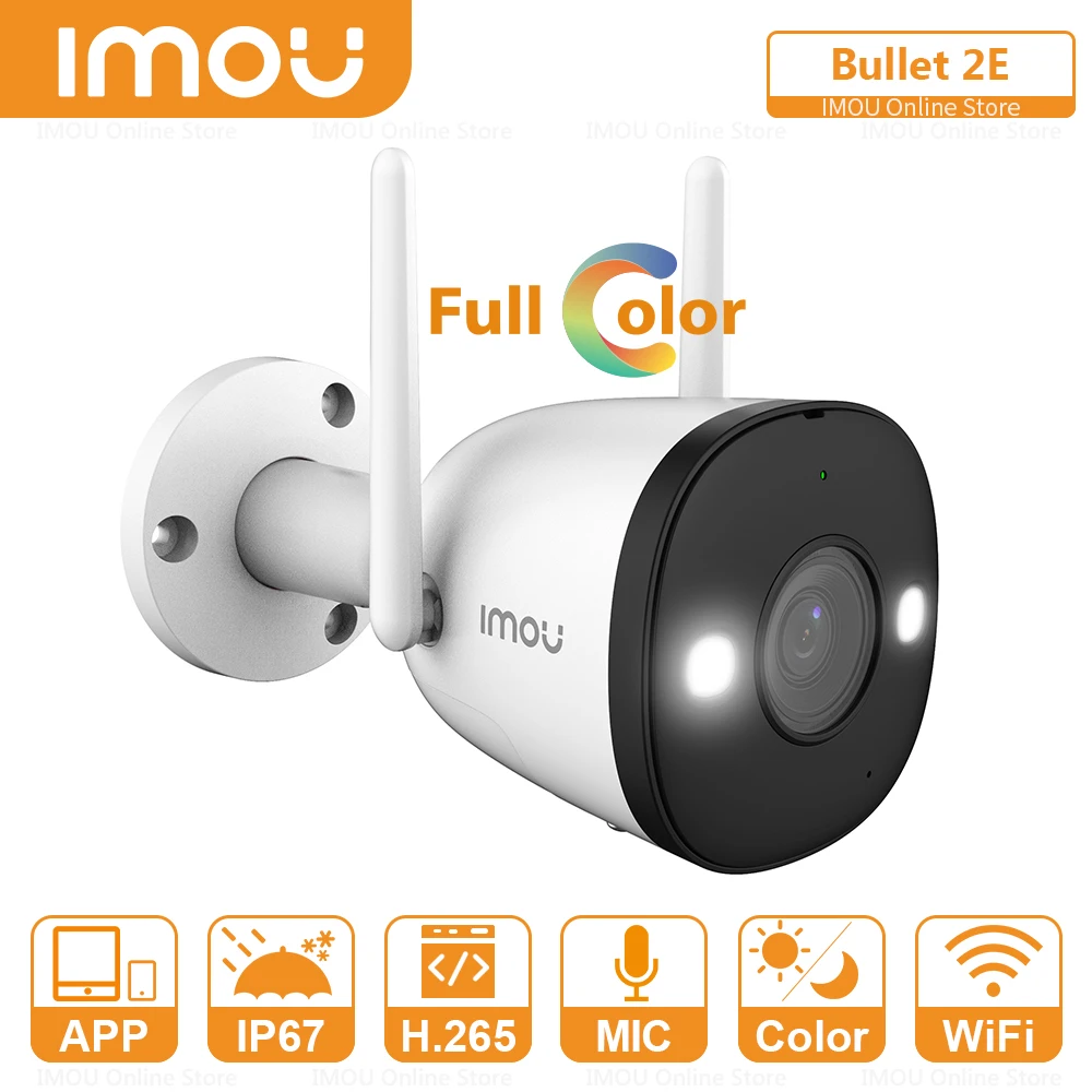 

IMOU WiFi Camera Bullet 2E Outdoor IP Camera 2MP Full Color Night Vision Surveillance Cameras IP67 Weatherproof Soft AP ONVIF