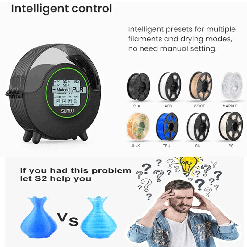 Sunlu S2-adjustable Caixa Seca com Led Touch Screen 3d Filamento Secagem Ventilador 360 ° Surround Aquecimento Upgrade - Imagem 5