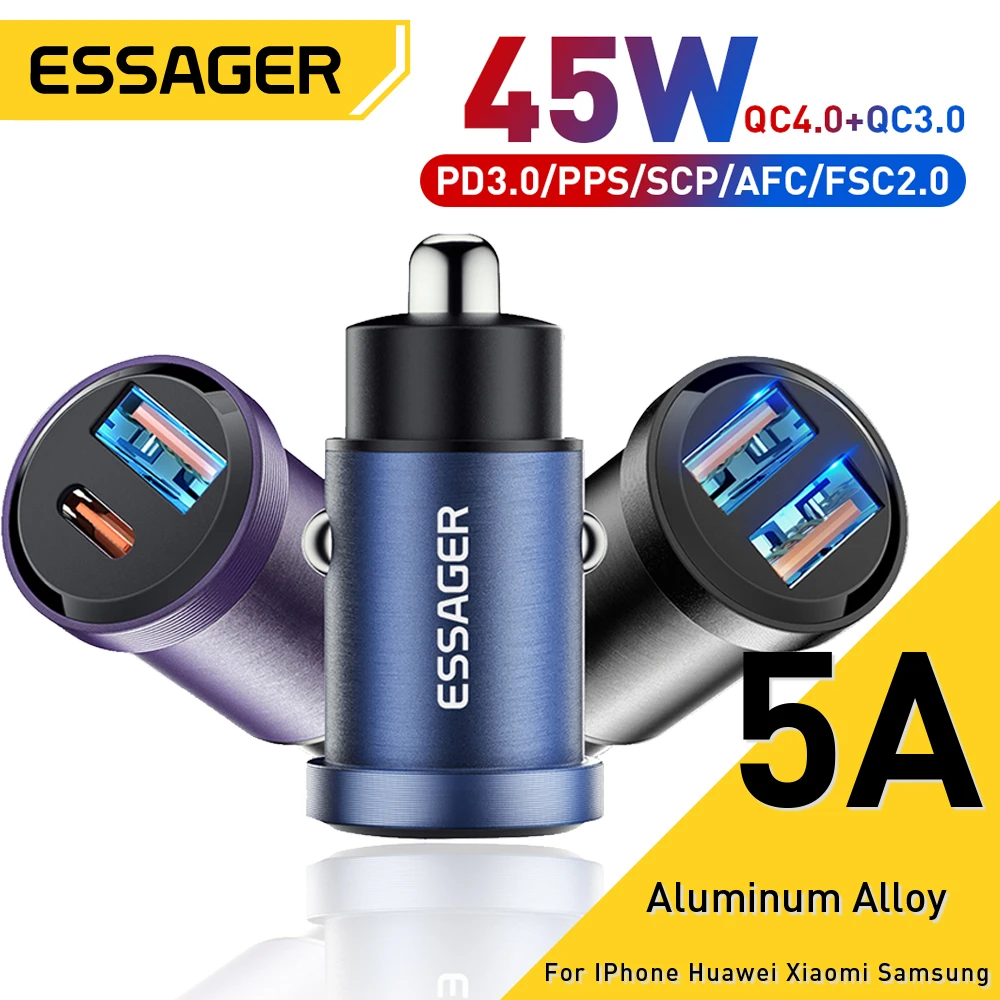 30W ESSAGER Cargador para Coche, Dispositivo de Carga Rápida de 30 5 A, USB Tipo C, 4.0 QC, PD, SCP para iPhone 12 y 13, Xiaomi y Samsung| | - AliExpress