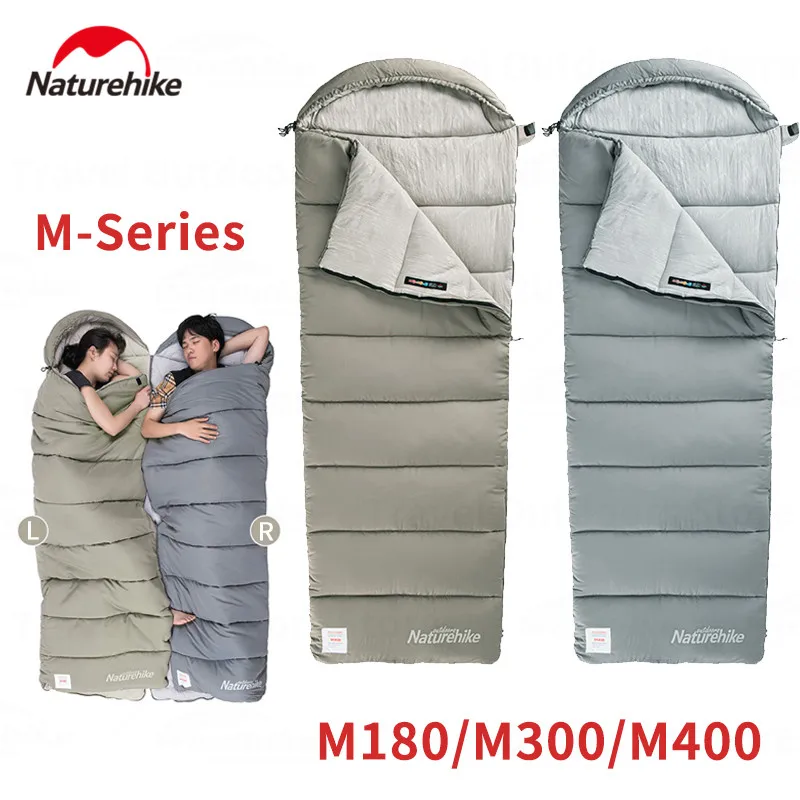 캠핑침낭 초경량 자체 팽창 에어 매트리스, 넓은 수면 패드, 스플라이싱 팽창식 침대, 해변 피크닉 매트, 캠핑 텐트 에어 쿠션 10 네이처하이크 M 시리즈 코튼 침낭 겨울 야외 스플라이스 더블 침낭, 모자 포함, 따뜻한 캠핑 이불, M180, M300, M400
