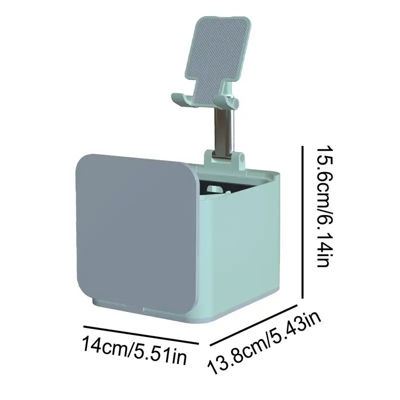 Desk Organizer With Phone Holder Cell Phone Stand With Trash Can Pen Cup Smartphone Stand Desk Organizer Space Saving Pencil