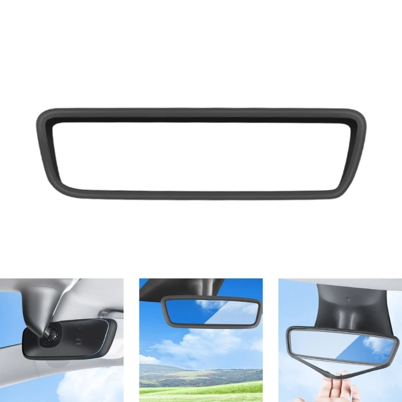Silicone Screen Cover Rearview Mirror Protective Frame Compatible for Model 3/Y Soft Protector Interior Accessories