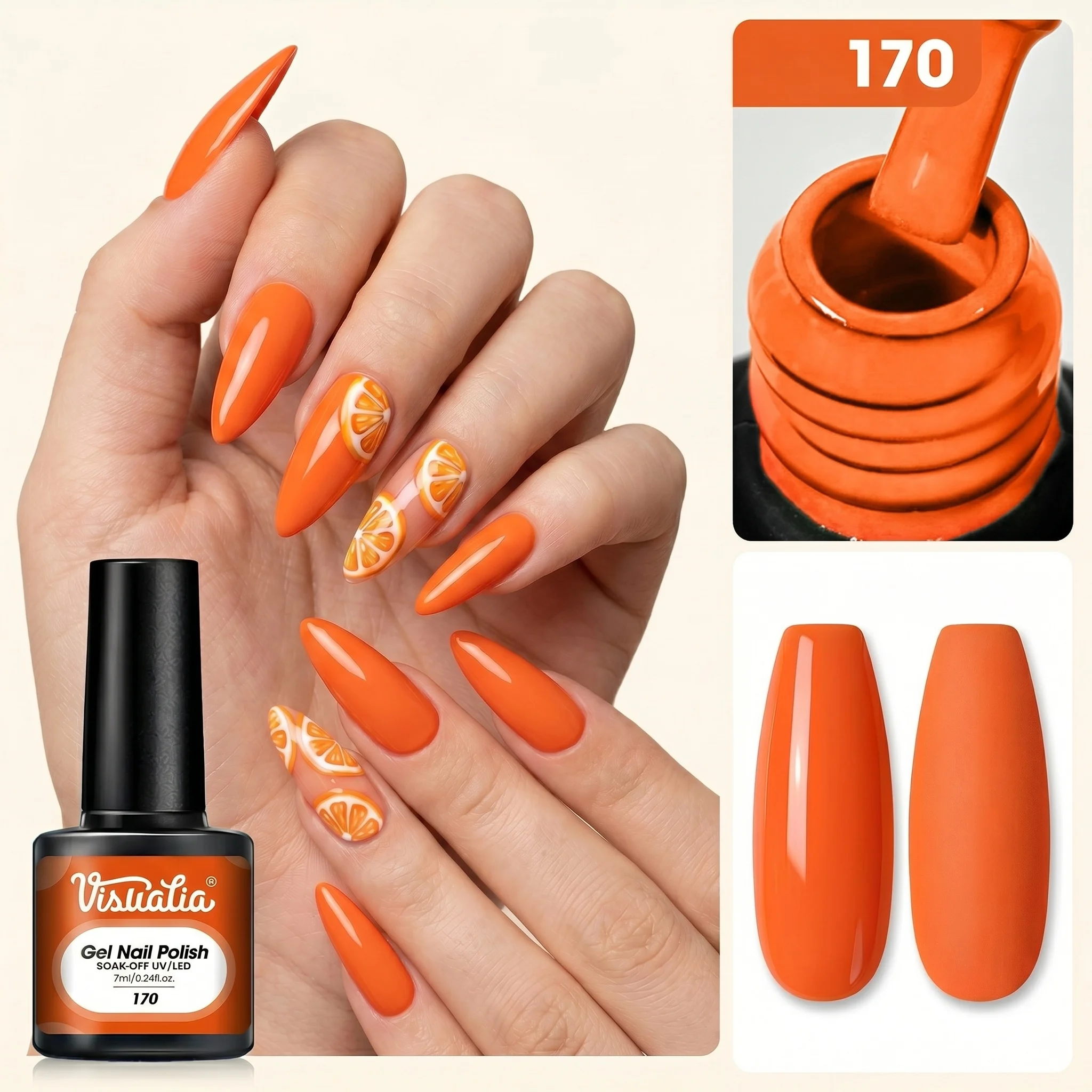 Vibrant Orange Gel Nail Polish – Long-Lasting & Easy Application
