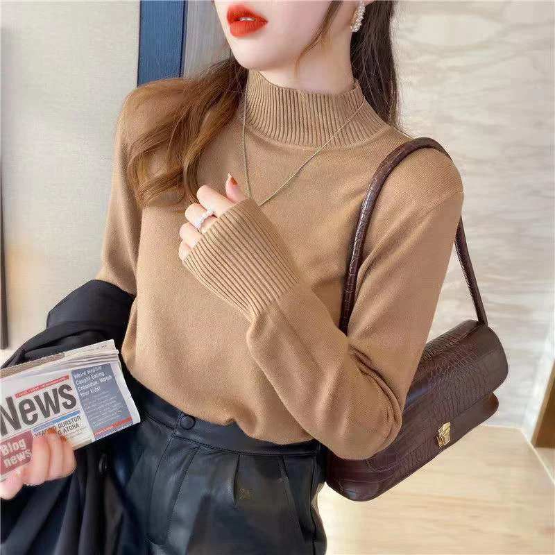 

Autumn Winter Loose Turtleneck Sweater Pullover Women 2022 New Long Sleeve Solid Color Sweater And Pullover emale Tricot Jumper