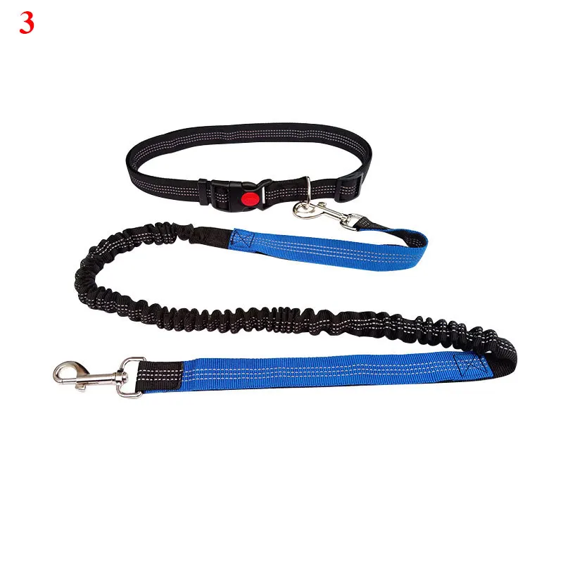 2021 Adjustable Reflective Leash Traction Rope Pet Dog Running Belt Elastic Hands Freely Jogging Pull Dog Collar D-ring Leashes 