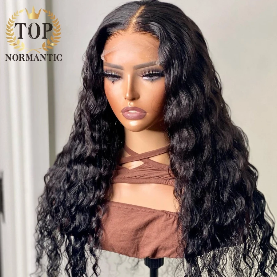 Topnormantic Nature Color 13x6 Lace Front Wigs with Baby Hair Brazilian Remy Human Hair Nature Wave Wig for Women Preplucked