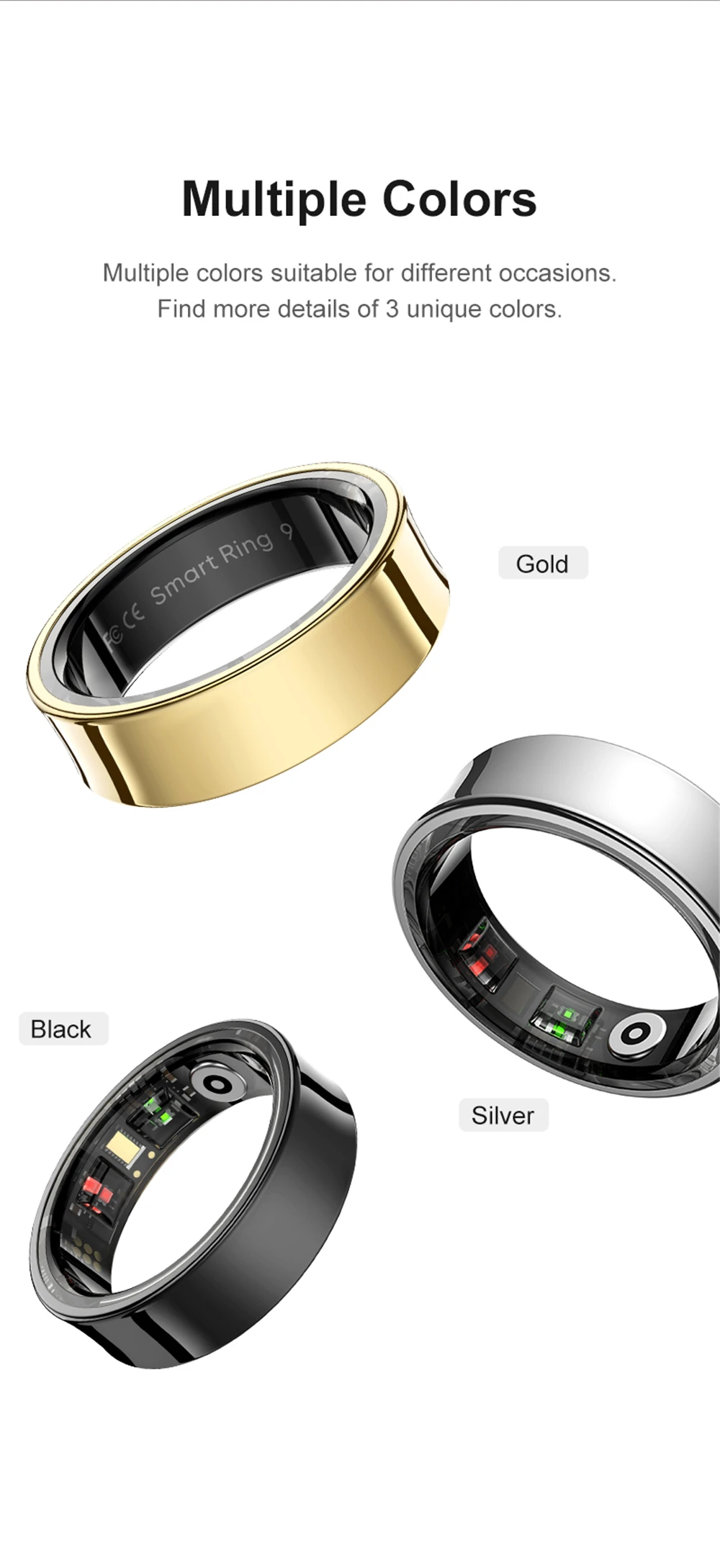New Smart Ring Men Women Charging Case Skin Temperature Health Sleep Monitor 5ATM Waterproof Camera Control Holidays Gifts