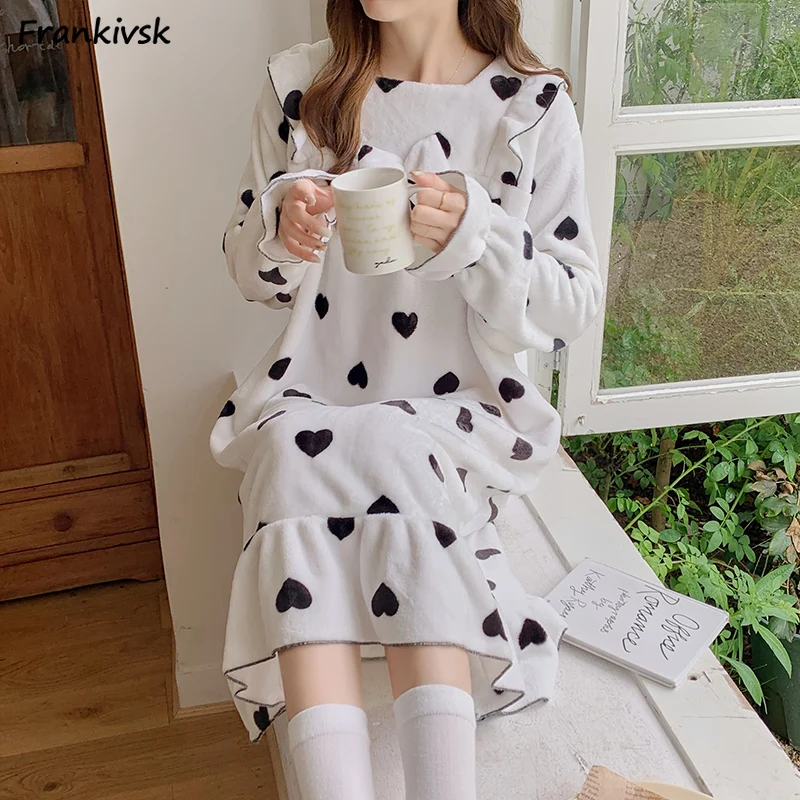 

Nightgowns Women Baggy Japanese Style Lovely Aesthetic Stylish Mid-calf Normcore Autumn Daily Homewear Popular Hipster Bow Ins