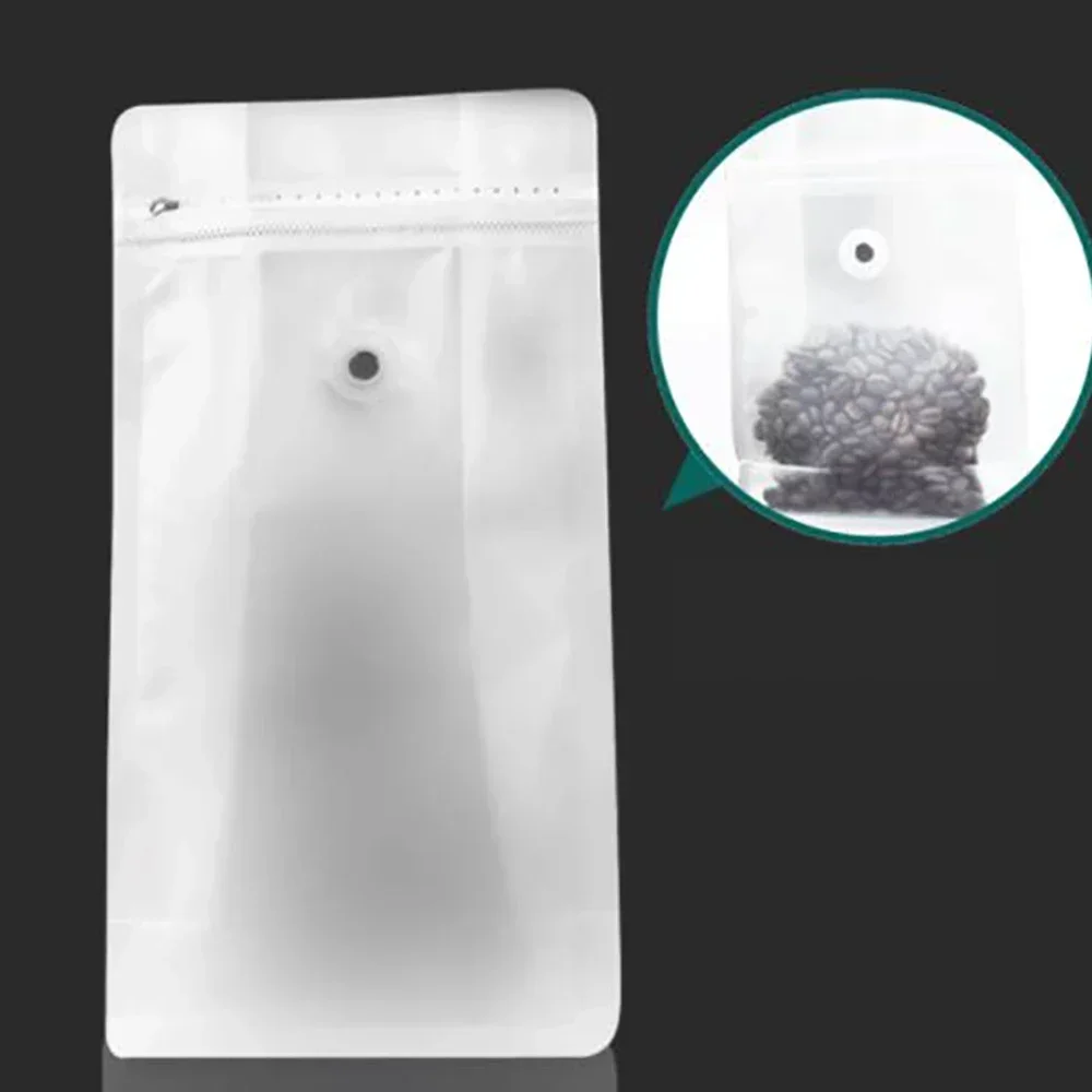 50pcs Food Grade Transparent Clear 8Oz 16Oz Food Flat Bottom Pouch Coffee Bean Food Plastic Seal Ziplock Packaging Bags 2