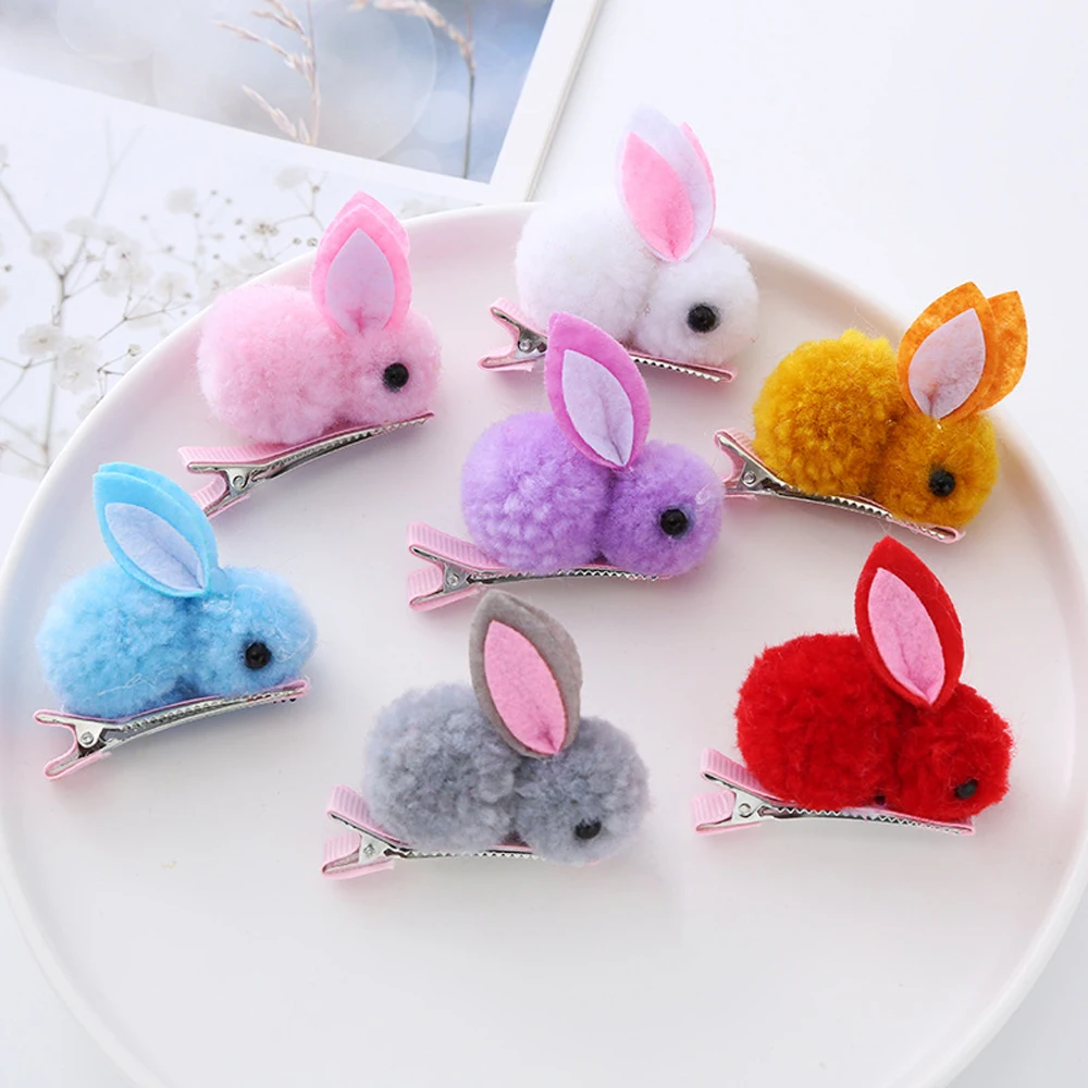 

3 Pairs Easter Bunny Hair Clips Little Bunny Hair Clip Plush Side Hair Clip Sweet Rabbit for Women Kid Hair Happy Party Decor