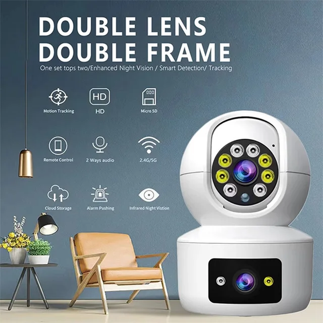 1/2 Set HD Dual Lens Dual Screen Baby Monitor 4MP WiFi IP Camera Home Security Camera PTZ Auto Tracking CCTV Video Surveillance 5