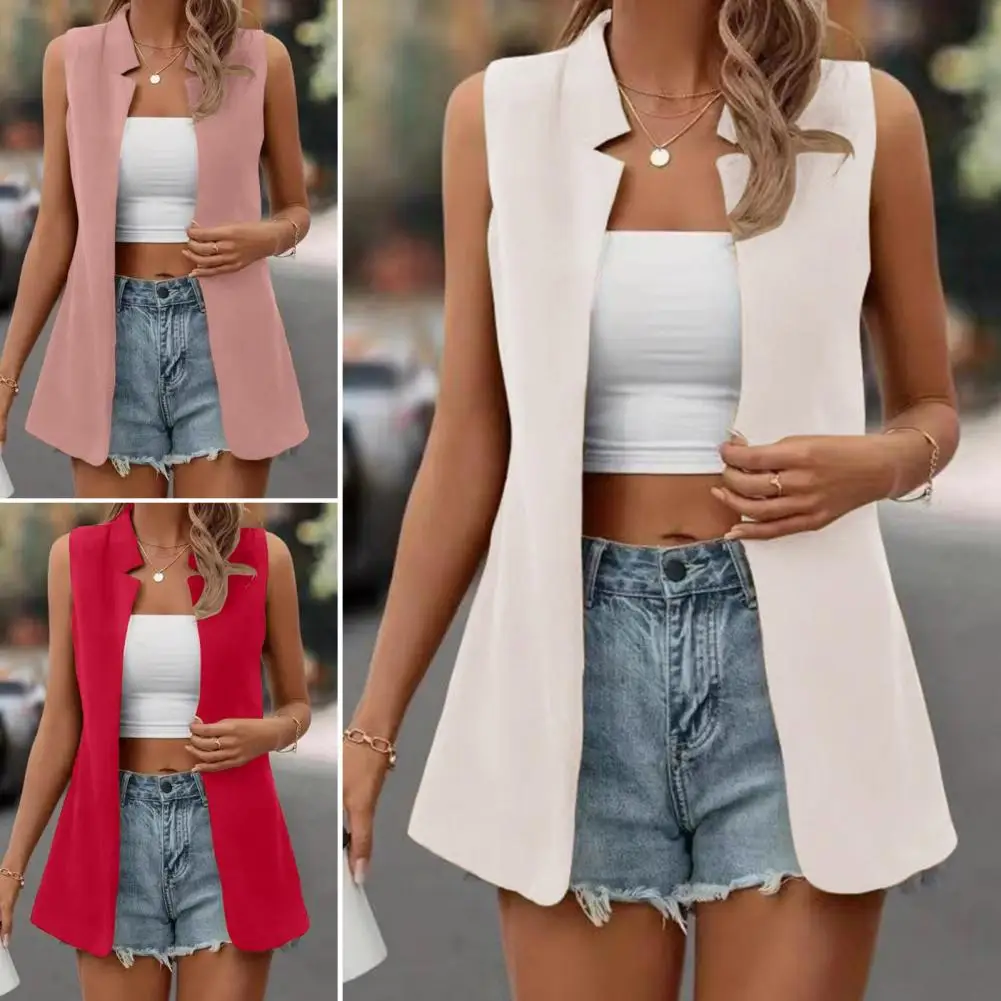 

Casual Versatile Women's Sleeveless Vest Soft Solid Color Cardigan for Casual Outfits Washable Jacket for Lady Women