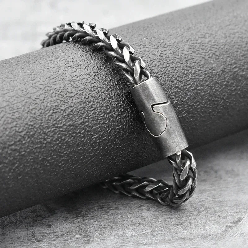 Braccialetto unisex catena moto acciaio inossidabile | Silver Black