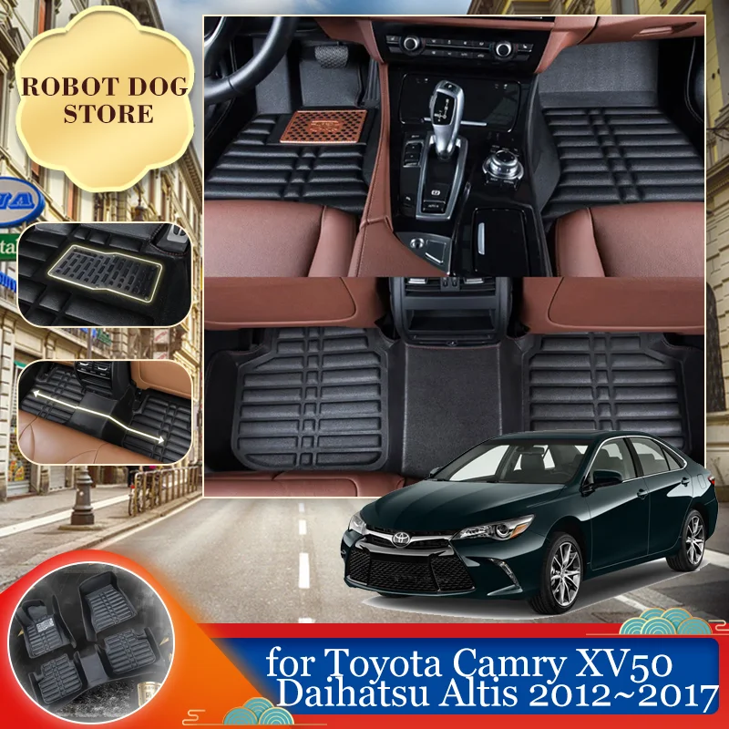 

Leather Floor Mat for Toyota Camry 50 XV50 Daihatsu Altis 2012~2017 Foot Interior Liner Waterproof Carpet Pad Custom Accessories