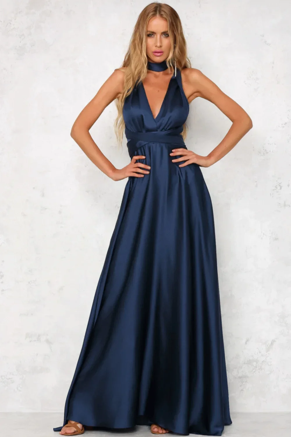 

Evening Prom Dress Women Wedding Banquet Sexy Sleeveless Strap V-Neck Backless Solid Vestido 2023 Clothing Party Dresses Traf