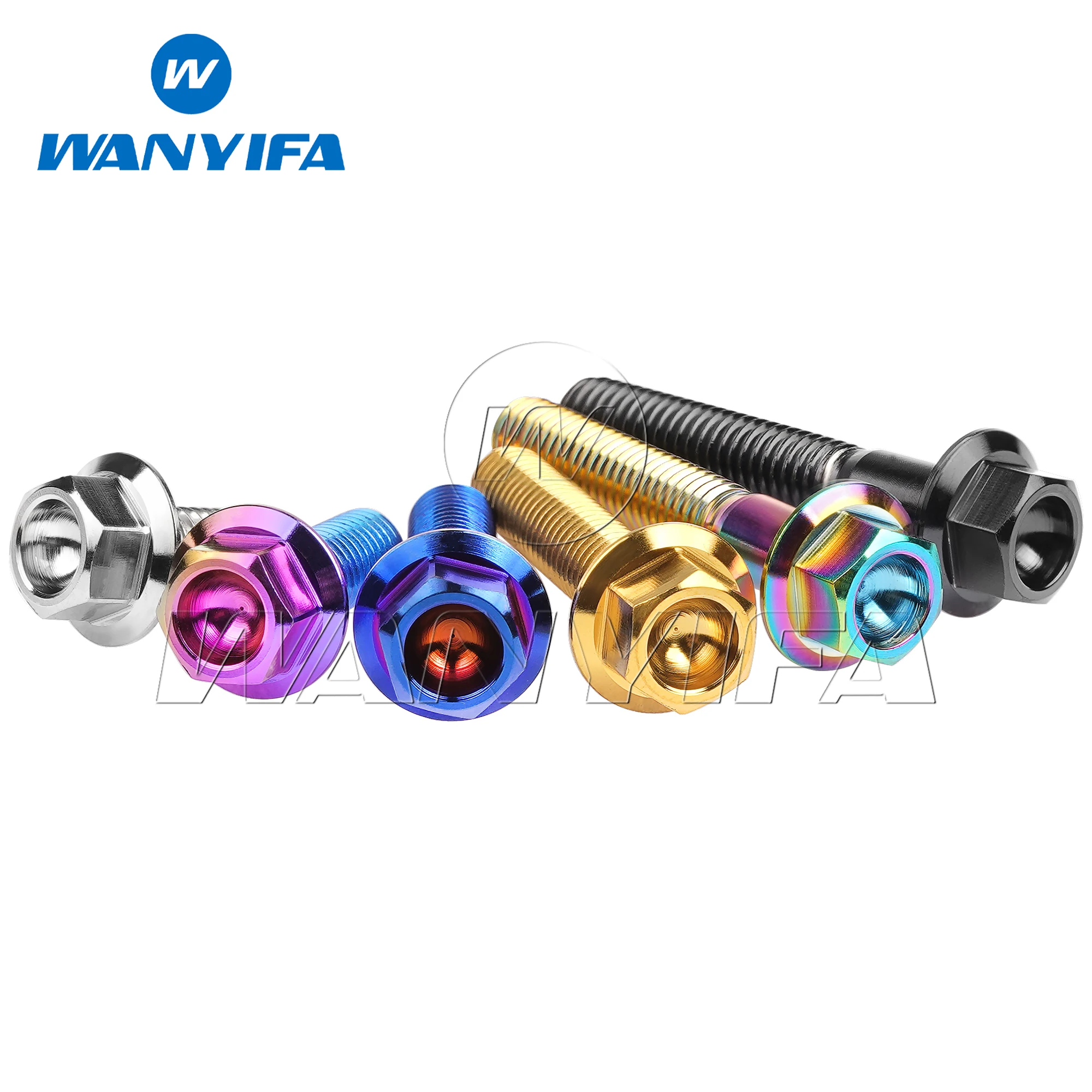 Titanium Bolts Wanyifa M5/M6x10 15 20 25 30 35 40 45 50 55 60 65 70 75 80 90 100mm Small Hex Head Flange Screw for Motorcycle