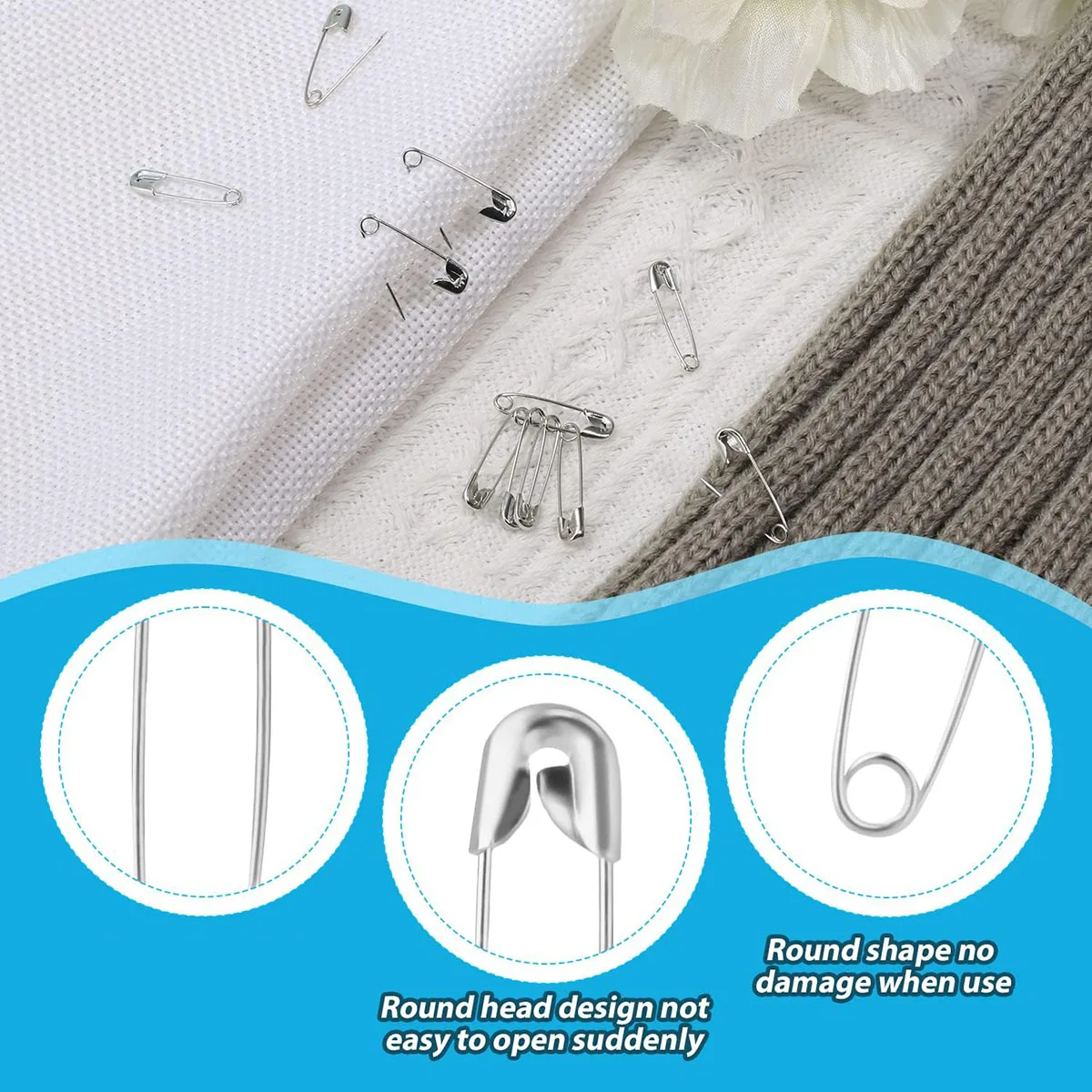 Sewing Pins 260Pcs Safety Pins Assorted Size Large Small Clothes Sewing