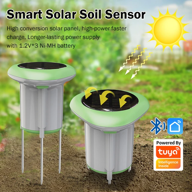 Tuya WiFi Smart Solar Soil Sensor Temperature and Humidity Soil Soisture Sensor IP66 Water Proof Soil Tester For Home Garden