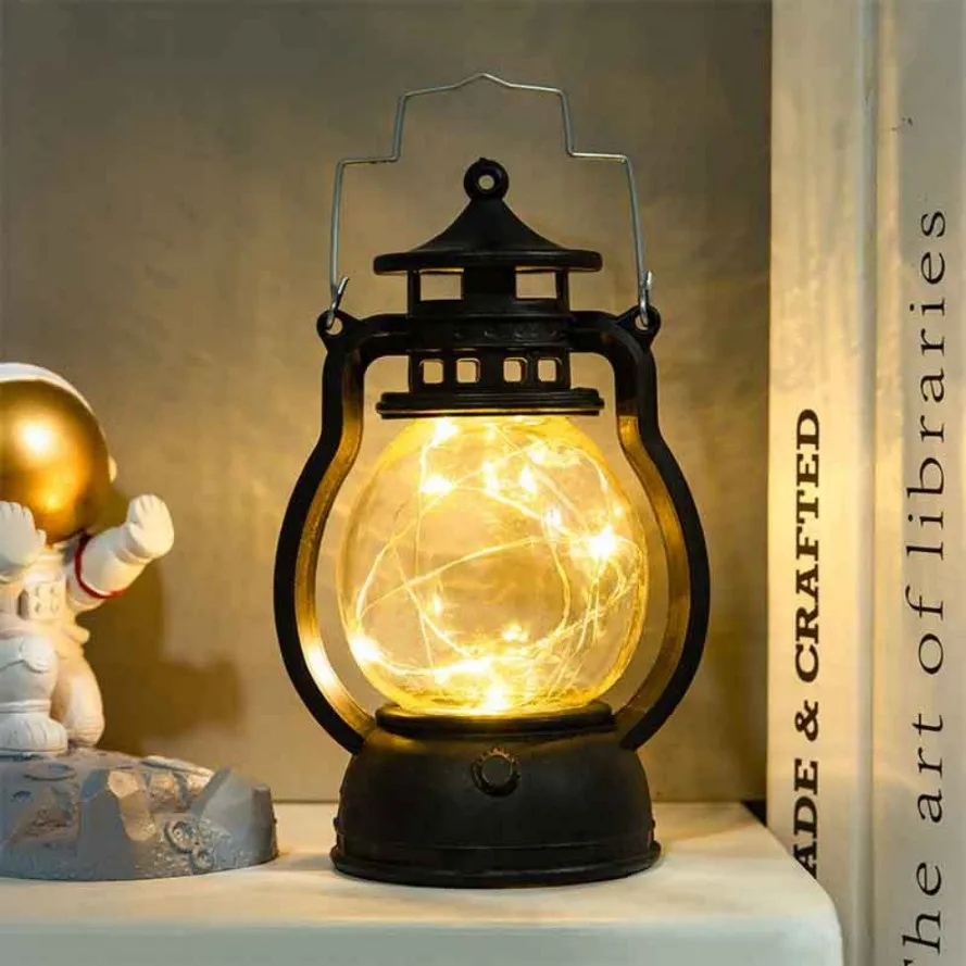 LED light decoration Christmas Halloween Retro Portable Lantern Vintage Electronic Candlestick Bar Atmosphere