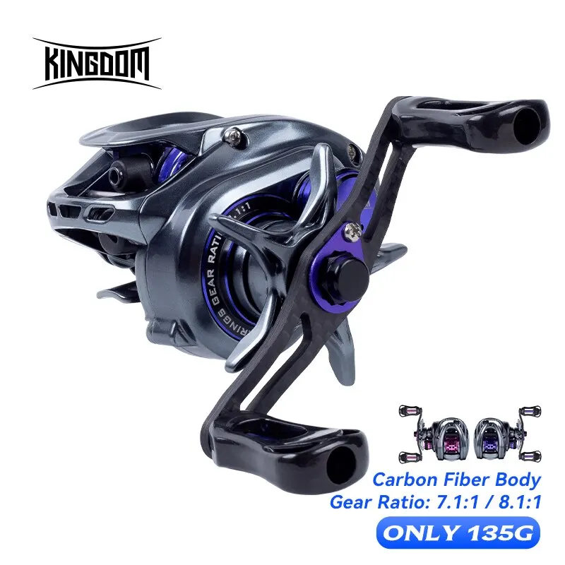 Kingdom Baitcasting Fishing Reel 135g Ultra Light Spool Bait 7.1:1 8.1:1 4kg Micro Monster Shallow Spool Light Game Coil