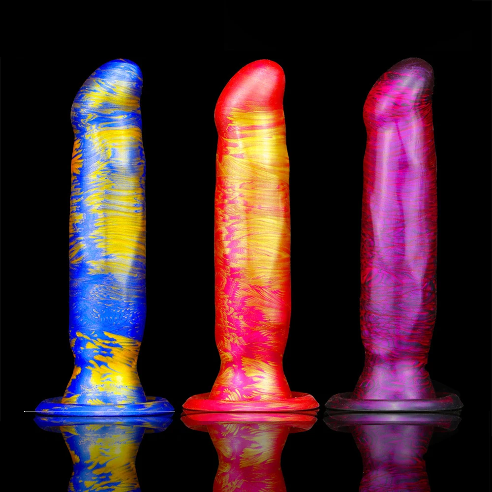 Liquid Silicone Realistic G Spot Dildo Suction Cup Hands-Free Play Sex Toys For Women Men Couples