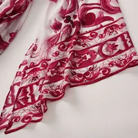 Red Blue And White Porcelain Print Holiday Dress Summer Vintage Bohemia Dress Women's  Loose Lace Up Belt Long Robe Vestido - Image 3