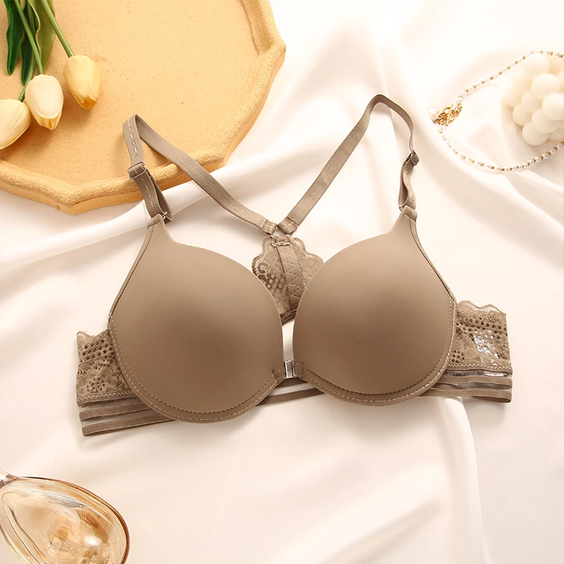 Women Front Closure Bras Criss-Cross Beauty Back Padded Bralette Adjustable  Push Up Underwear Smooth Lingerie Bras - AliExpress