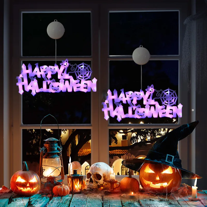 

2023 Halloween Party Decoration Led Lights Bat Spider Pendant Halloween Supplies Hanted Door Window Outdoor Hanging Ornaments