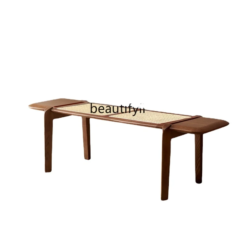 

Nordic Rattan Bed End Stool Bedroom Home Trial Shoe Changing Stool Pedal Bed Bedside Bench