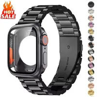 Strap+Case for Apple Watch 11 10 42mm 46mm 9 8 7 41mm 45mm Metal Band PC Case For  iWatch Series 6 5 4 SE 40mm 44mm Watchband