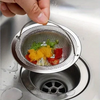 1/2/3Pcs Stainless Steel Sink Filter Trap Bathtub Hair Catcher Stopper Kitchen Food Slag Mesh Strainer Metal Floor Drain &Handle 1