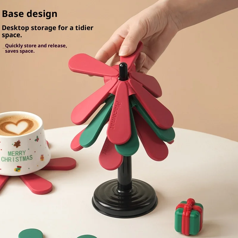 New Christmas Tree Heat-resistant Table Teacup Mats, Household Heat-resistant Foldable Heat-insulating Mats, Pot Mats