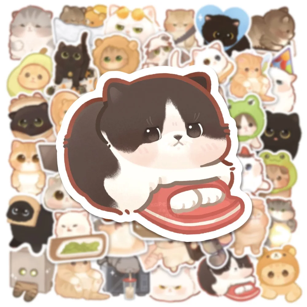 50/100pcs 귀여운 고양이 스티커 노트북 고정 스크랩북 노트북 전화 기타 Kawaii 동물 데칼 어린이 DIY 장난감