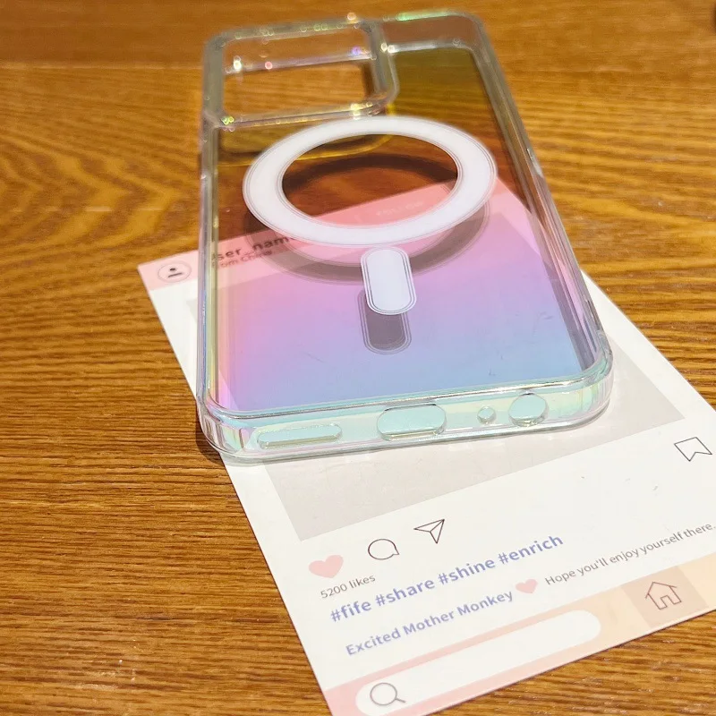 Gradient Color Magnetic Clear Soft Shell Case with Mag-safe Compatibility