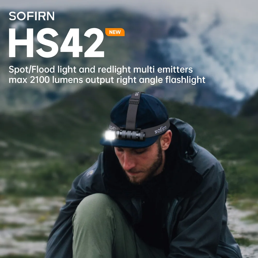 Lampe frontale SOFIRN HS42 2100lm 6000K, plusieurs sources lumineuses, 3000mah, LED SST40, lumière rouge, rechargeable par USB C
