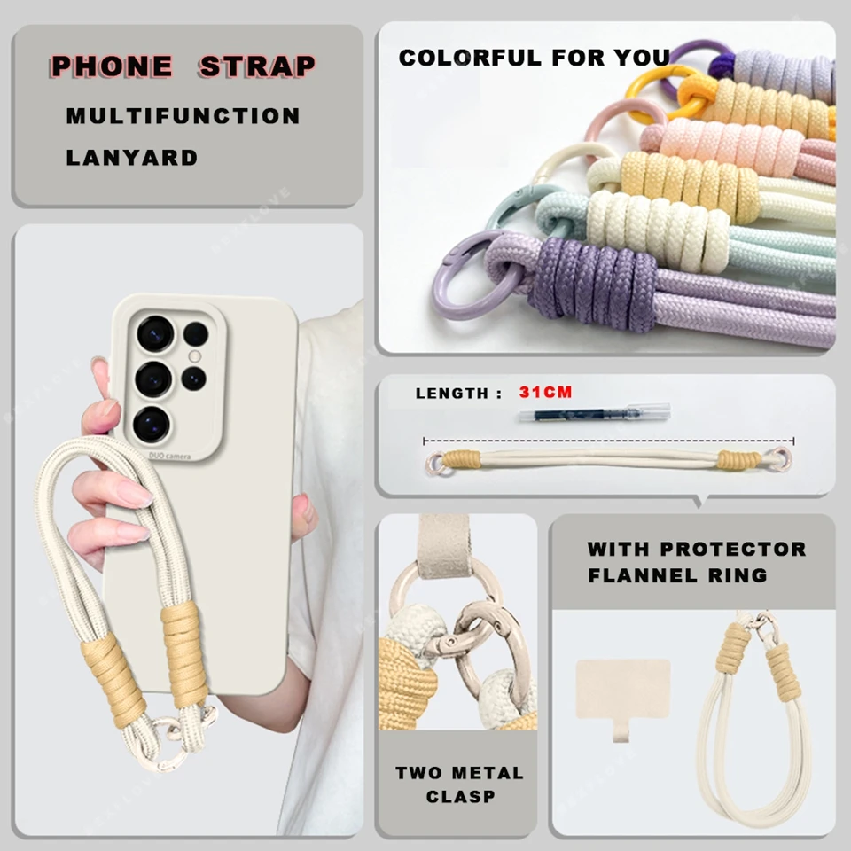 Liquid Silicone Phone Case with Wrist Strap and Lanyard Attachment - Original Cover