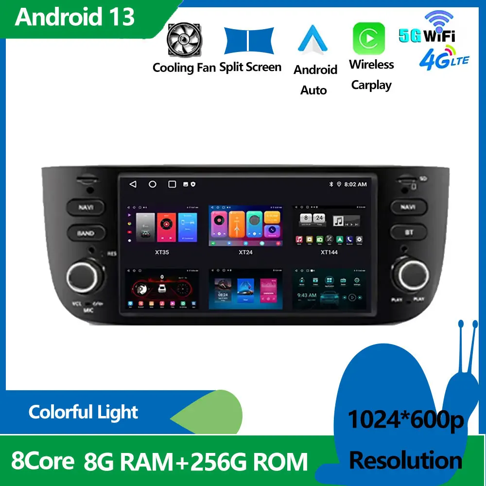 Android 13 Auto Radio Per Fiat Linea Punto Evo 2012 - 2015 Car Multimedia Bluetooth Touch Screen Lettore Dvd Colore Wifi Carplay