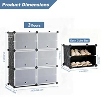 JHK 6-Tier Plastic Stackable Shoe Storage Cabinet with Door Multilayer Shoe Shelves Organize for Space Saving Cabinet Home 5