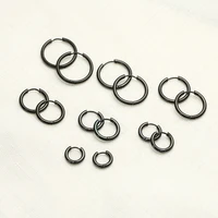 Black Hoop Earrings For Men Stainless Steel 8mm 20mm Small Punk Fashion Various Jewellery Accessories Classic Piercing Jewelry 2